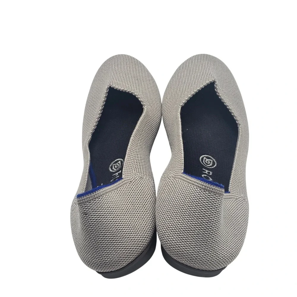 Rothys The Flat Round Toe Ballet Flats 8 Grey Recycled Knit Sustainable Comfort